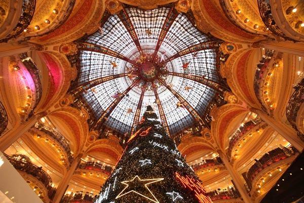 Christmas lights decorated on Paris Lafayette