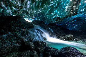 Dazzling melting ice cave