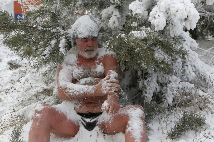 Winter swimming in Siberia