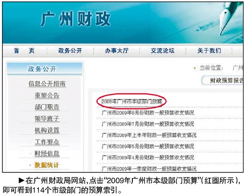 廣州網(wǎng)上公開114個政府部門財政預(yù)算